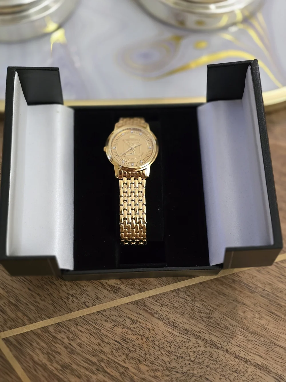 Gold-Tone Men's Dress Watch Dimond Circle